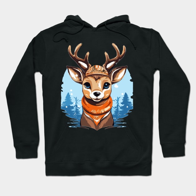 Cute Comic Reindeer Hoodie by Obotan Mmienu